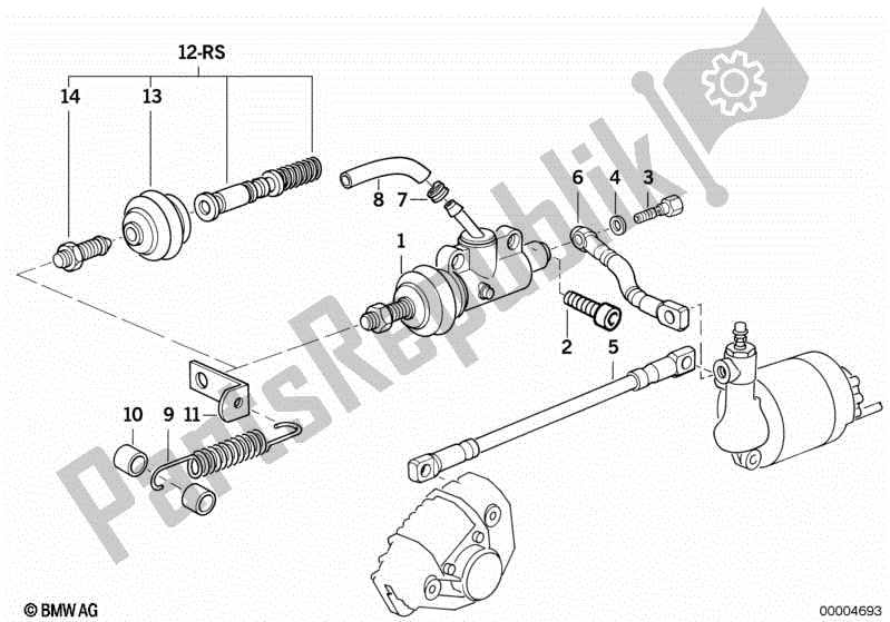 All parts for the Master Cylinder/abs Rear of the BMW K 100 RS  589 1000 1984 - 1989