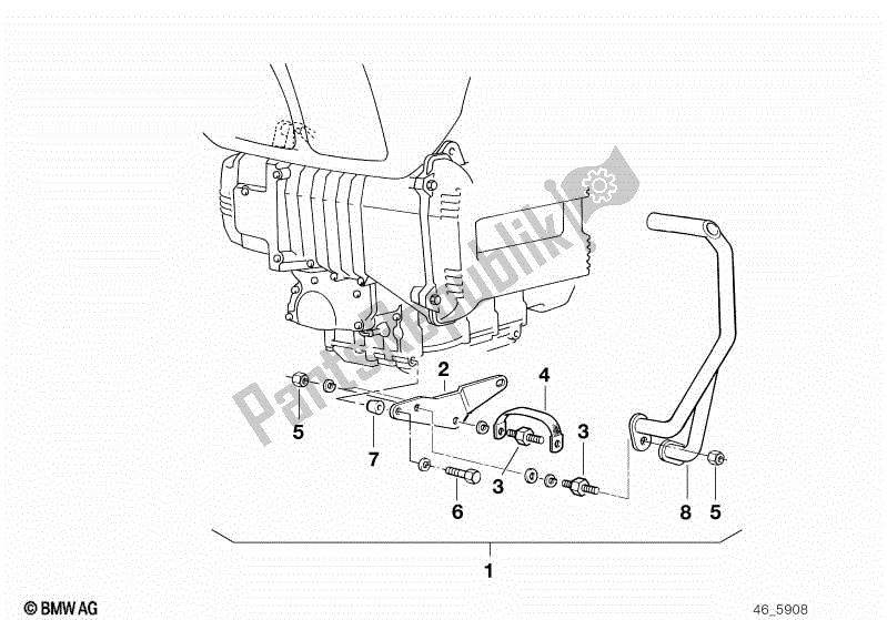 All parts for the Modification Kit F Safety Bar, Catalyst of the BMW K 100 RS  589 1000 1984 - 1989