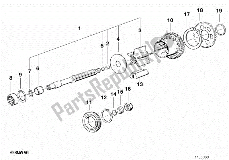 All parts for the Output Shaft of the BMW K 100 RS  589 1000 1984 - 1989