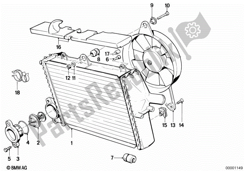 Toutes les pièces pour le Radiateur - Thermostat / Ventilateur du BMW K 100 RS  589 1000 1984 - 1989