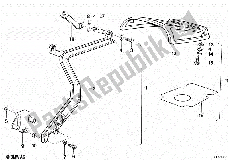 All parts for the Set Case Holder of the BMW K 100 RS  589 1000 1984 - 1989