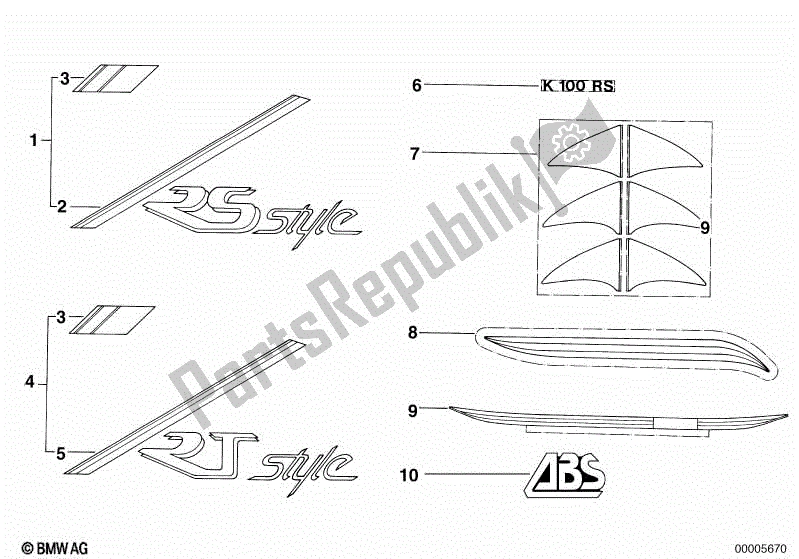 Toutes les pièces pour le étiquette Autocollante du BMW K 100 RS  589 1000 1984 - 1989