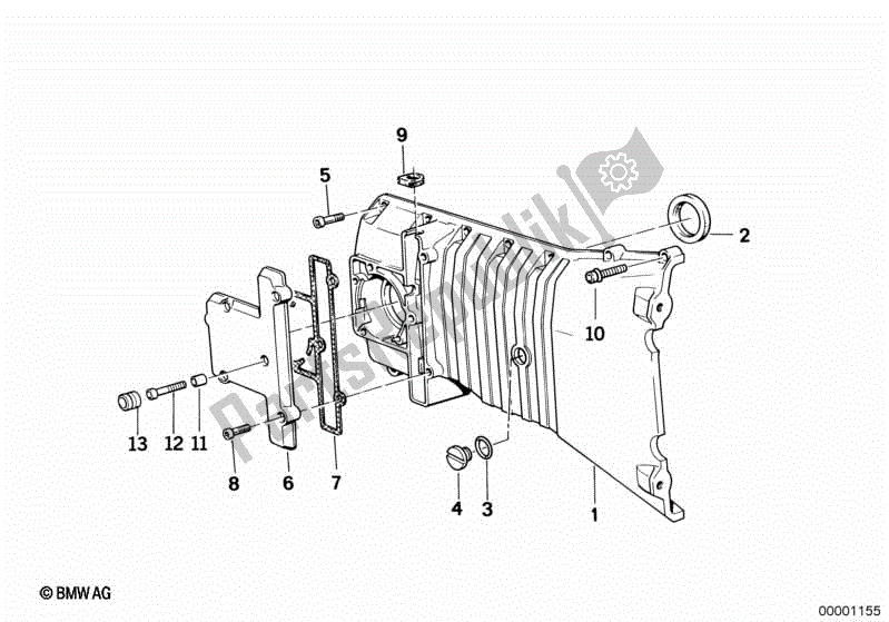 All parts for the Timing Case Cover of the BMW K 100 RS  589 1000 1984 - 1989