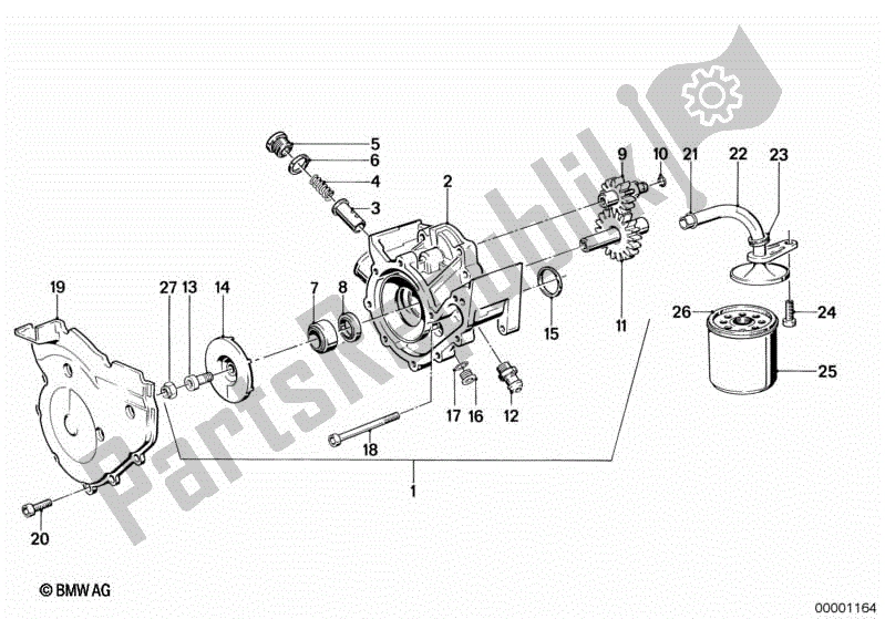 All parts for the Waterpump/oilpump - Oil Filter of the BMW K 100 RS  589 1000 1984 - 1989