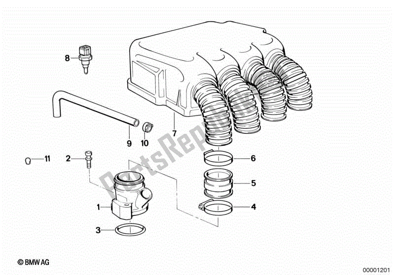 Todas las partes para Colector De Aire / Colector De Entrada de BMW K 100 RS  89V1 1000 1990 - 1992