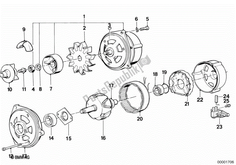 Todas las partes para Alternador, Piezas Individuales de BMW K 100 RS  89V1 1000 1990 - 1992