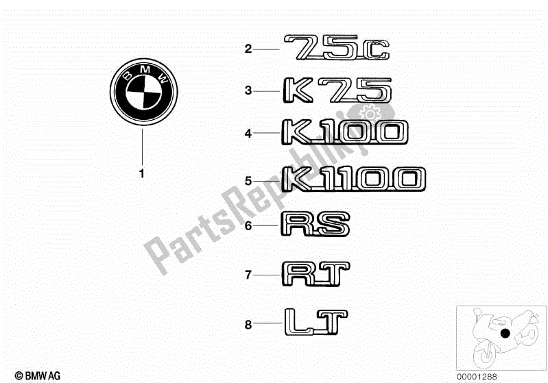 Alle onderdelen voor de Kenteken van de BMW K 100 RS  89V1 1000 1990 - 1992