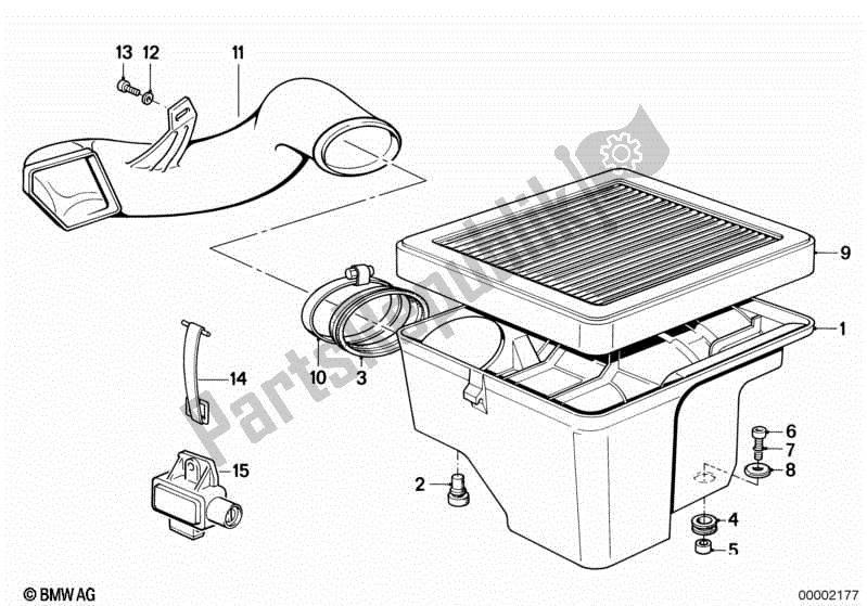 Todas las partes para Caja Del Filtro De Aire Inferior / Filtro De Aire de BMW K 100 RS  89V1 1000 1990 - 1992