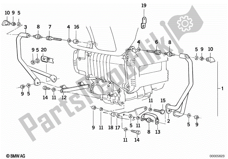 Alle onderdelen voor de Motorbeschermingsstang van de BMW K 100 RS  89V1 1000 1990 - 1992