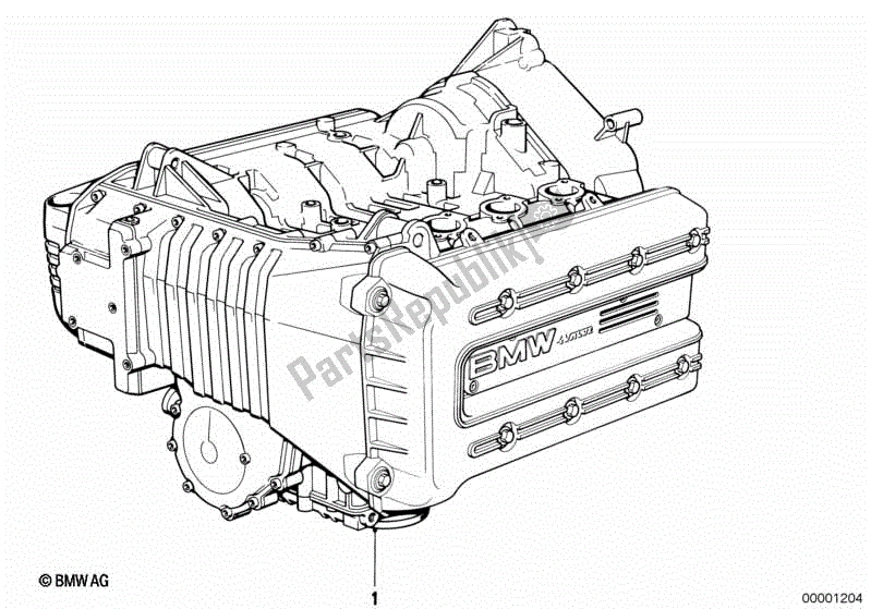 Alle onderdelen voor de Korte Motor van de BMW K 100 RS  89V1 1000 1990 - 1992