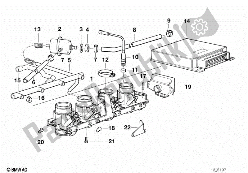 Todas las partes para Conjunto De Caja De Mariposa / Unidad De Control de BMW K 100 RS  89V1 1000 1990 - 1992