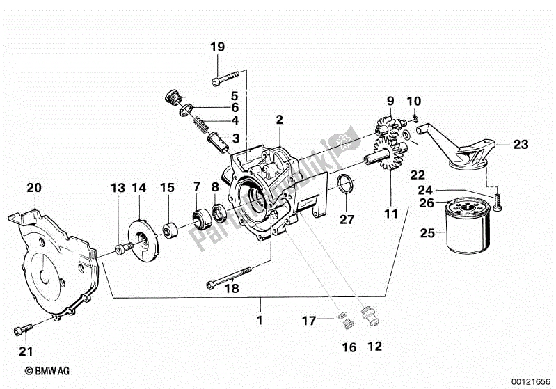 Alle onderdelen voor de Waterpomp / Oliepomp - Oliefilter van de BMW K 100 RS  89V1 1000 1990 - 1992