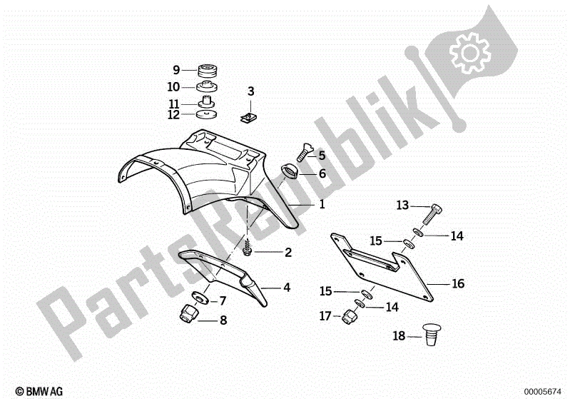 Todas las partes para Cubierta De Rueda, Trasera, Marco De Matrícula de BMW K 100 RS  89V1 1000 1990 - 1992