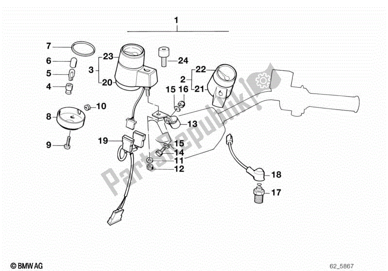 All parts for the Additional Instruments of the BMW K 100 RT  589 1000 1984 - 1988