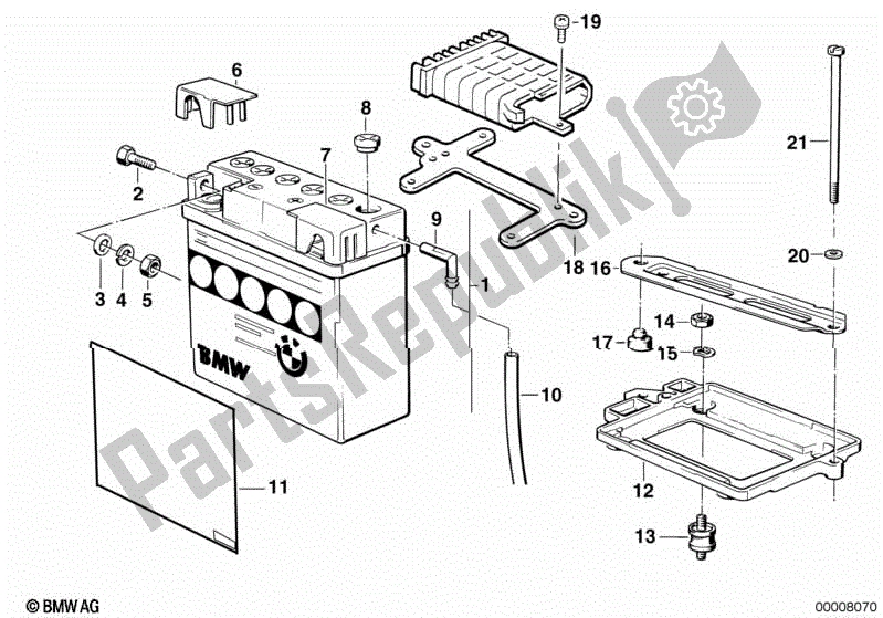 All parts for the Battery of the BMW K 100 RT  589 1000 1984 - 1988