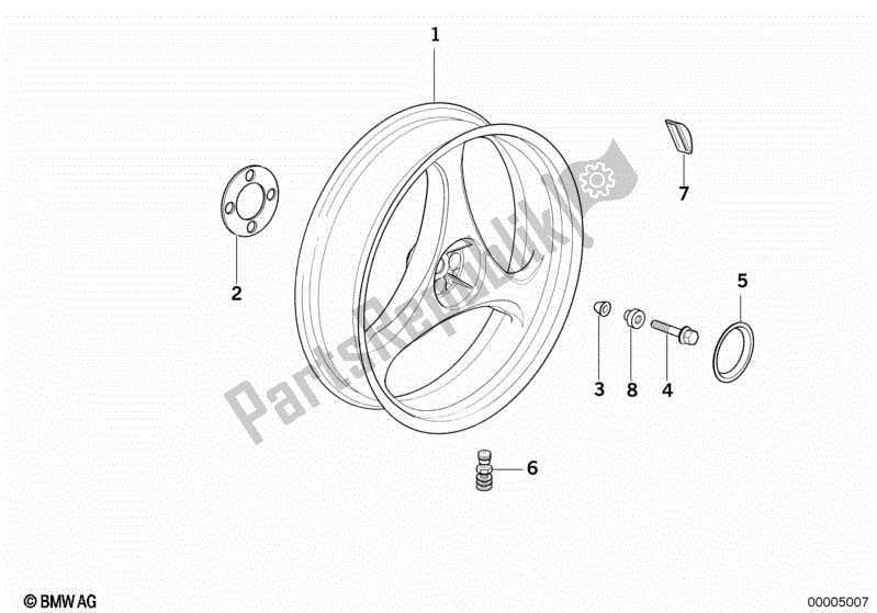 All parts for the Cast Rim, Rear of the BMW K 100 RT  589 1000 1984 - 1988