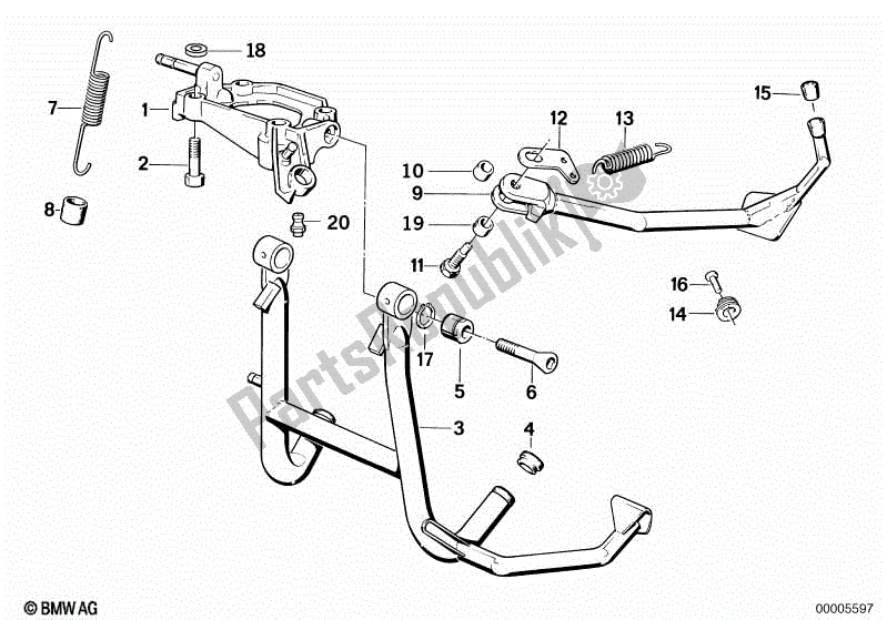 All parts for the Center Stand of the BMW K 100 RT  589 1000 1984 - 1988