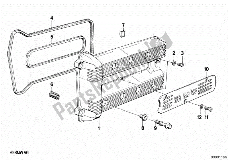 All parts for the Cylinder Head Cover of the BMW K 100 RT  589 1000 1984 - 1988