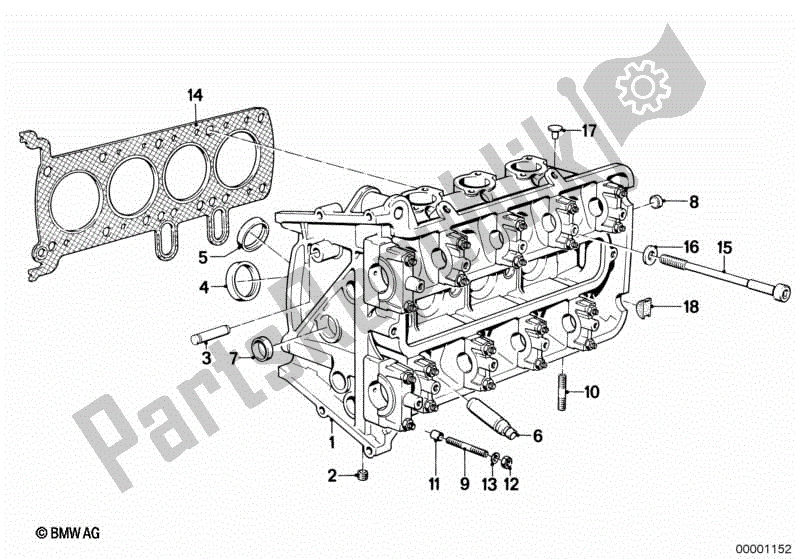 All parts for the Cylinder Head of the BMW K 100 RT  589 1000 1984 - 1988