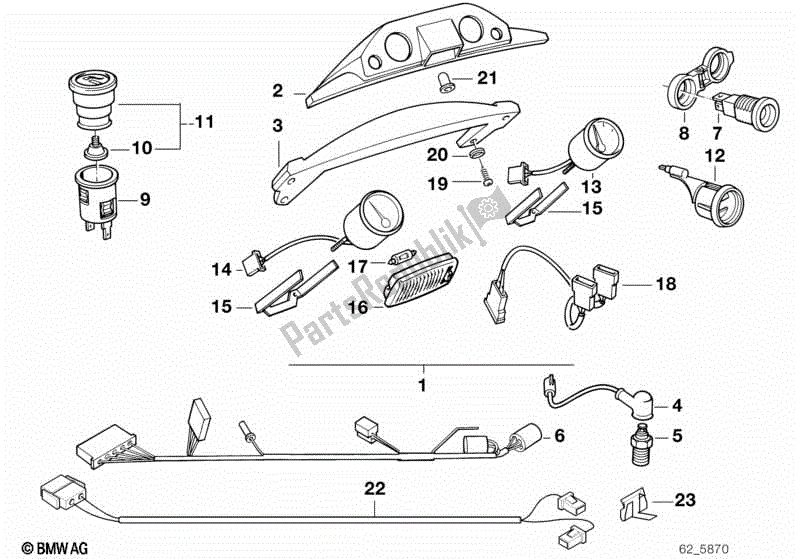 All parts for the Dashboard Support of the BMW K 100 RT  589 1000 1984 - 1988