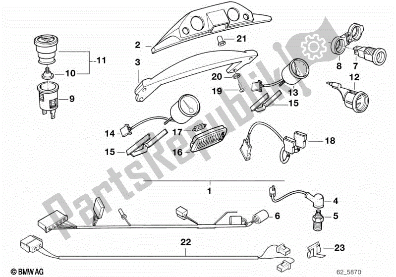 All parts for the Dashboard Support of the BMW K 100 RT  589 1000 1984 - 1988