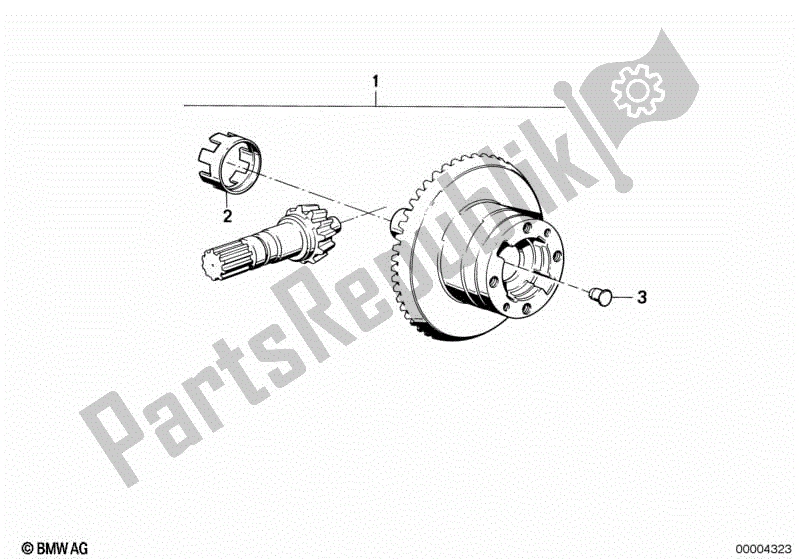 All parts for the Differential Gear Set of the BMW K 100 RT  589 1000 1984 - 1988