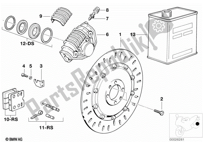 All parts for the Disk Brake, Rear of the BMW K 100 RT  589 1000 1984 - 1988