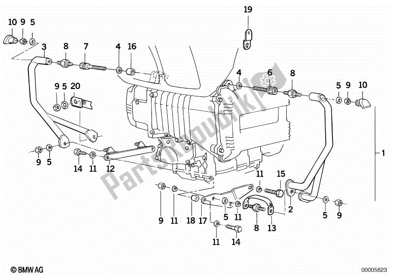 All parts for the Engine Protection Bar of the BMW K 100 RT  589 1000 1984 - 1988