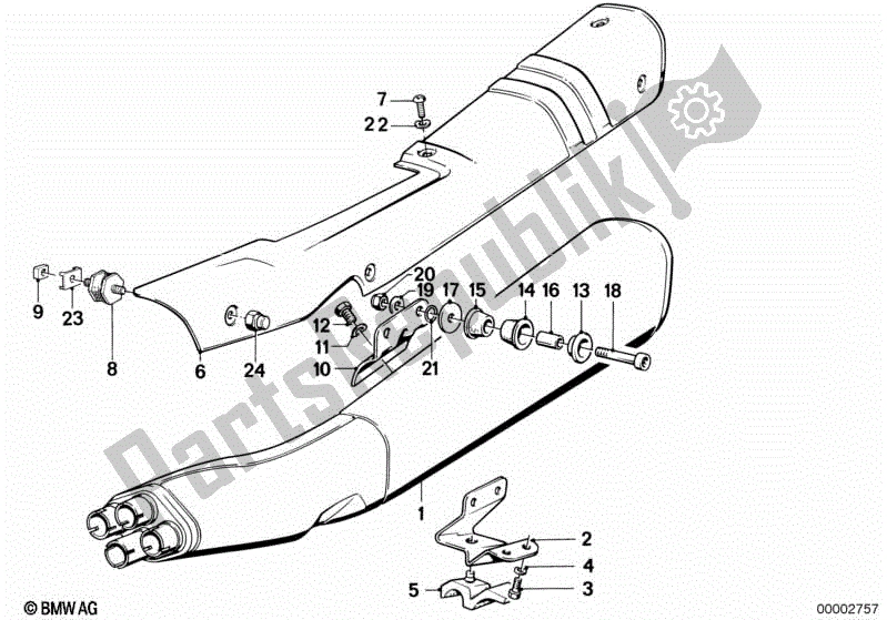 All parts for the Exhaust System of the BMW K 100 RT  589 1000 1984 - 1988