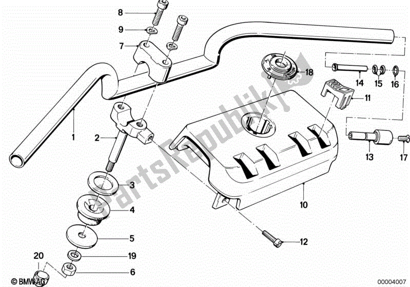 All parts for the Handlebar of the BMW K 100 RT  589 1000 1984 - 1988