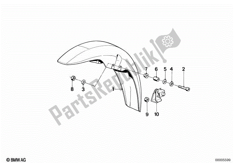 All parts for the Mudguard Front of the BMW K 100 RT  589 1000 1984 - 1988