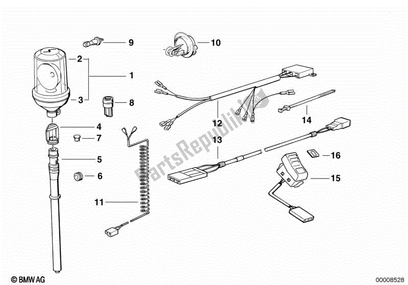 All parts for the Priority Vehicle Light of the BMW K 100 RT  589 1000 1984 - 1988