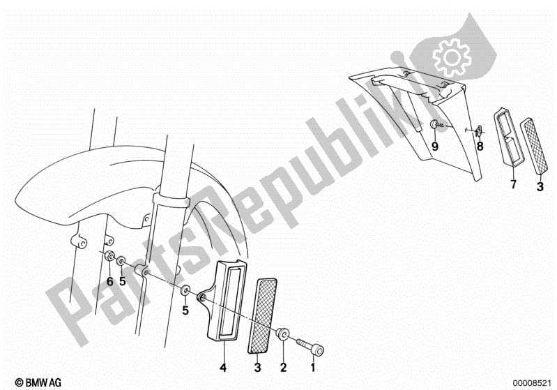 All parts for the Reflectors of the BMW K 100 RT  589 1000 1984 - 1988