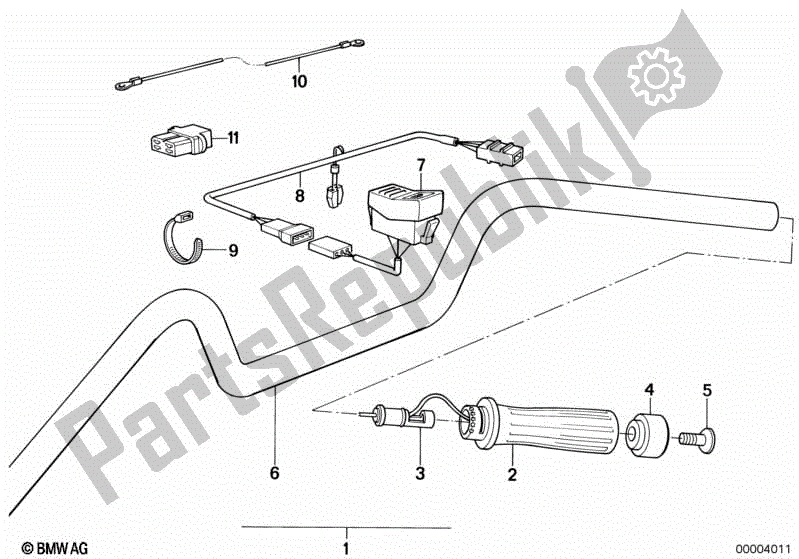 All parts for the Retrofit Kit, Heated Handle of the BMW K 100 RT  589 1000 1984 - 1988