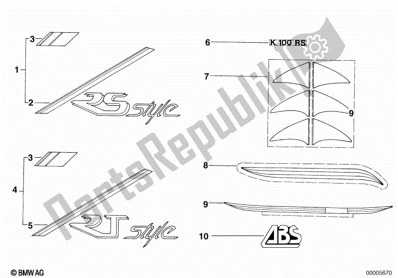 Todas las partes para Etiqueta Adhesiva de BMW K 100 RT  589 1000 1984 - 1988