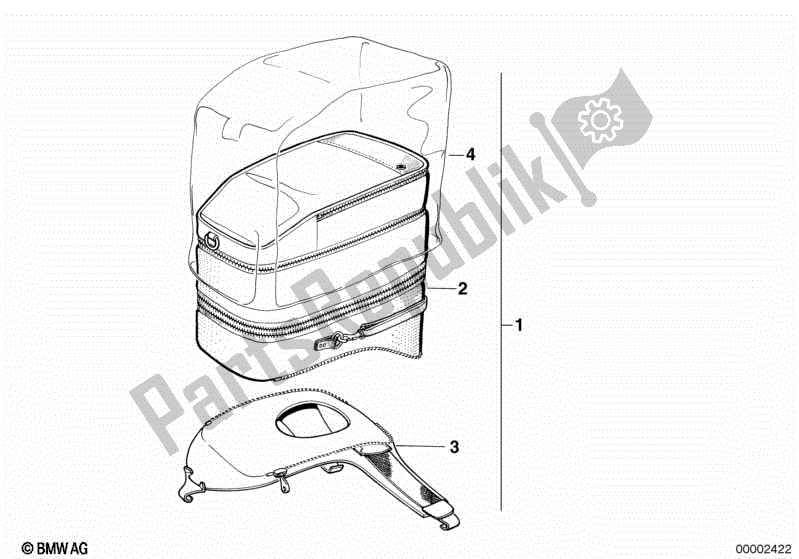 All parts for the Tank-top Bag of the BMW K 100 RT  589 1000 1984 - 1988