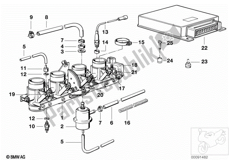 Todas as partes de Conjunto Da Carcaça Do Acelerador / Unidade De Controle do BMW K 100 RT  589 1000 1984 - 1988