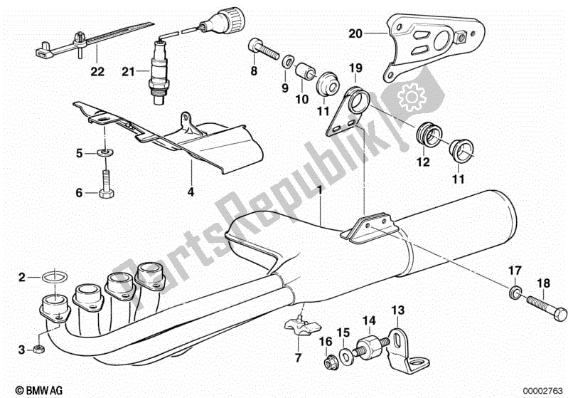 All parts for the Exhaust System of the BMW K 1100 LT 89V2 1992 - 1997