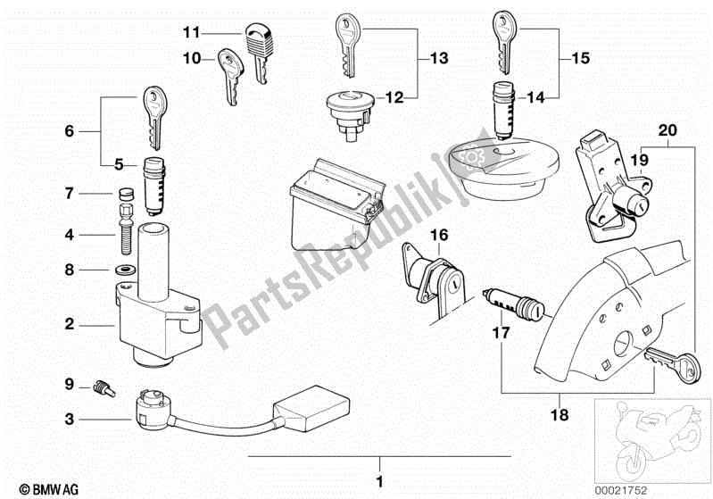 All parts for the Locks of the BMW K 1100 LT 89V2 1992 - 1997
