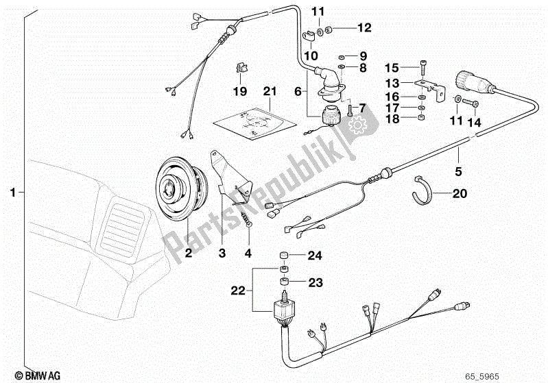 All parts for the Retrofit Kit, Loudspeaker, Rear of the BMW K 1100 LT 89V2 1992 - 1997