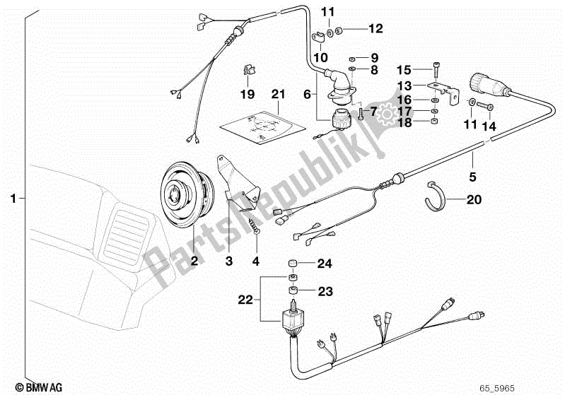 All parts for the Retrofit Kit, Loudspeaker, Rear of the BMW K 1100 LT 89V2 1992 - 1997