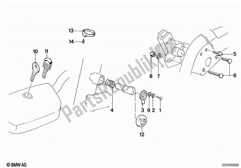 All parts for the Set Of Locks of the BMW K 1100 LT 89V2 1992 - 1997