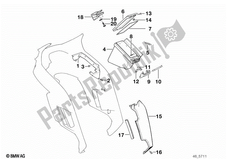 All parts for the Trim Panel-side Pocket/knee Padding of the BMW K 1100 LT 89V2 1992 - 1997