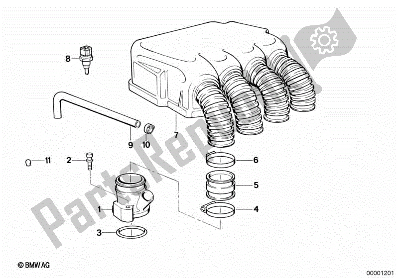 Todas las partes para Colector De Aire / Colector De Entrada de BMW K 1100 RS 89V2 1992 - 1996