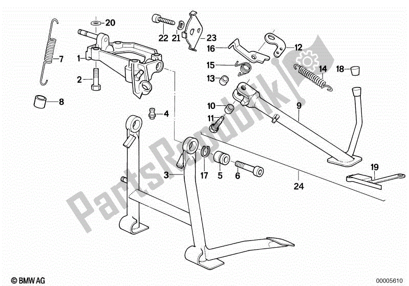 All parts for the Center Stand of the BMW K 1100 RS 89V2 1992 - 1996