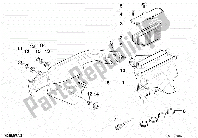 Alle onderdelen voor de Inlaatgeluiddemper / Filterpatroon Inlaatgeluiddemper / Filterpatroon van de BMW K 1200 GT 41 2002 - 2004