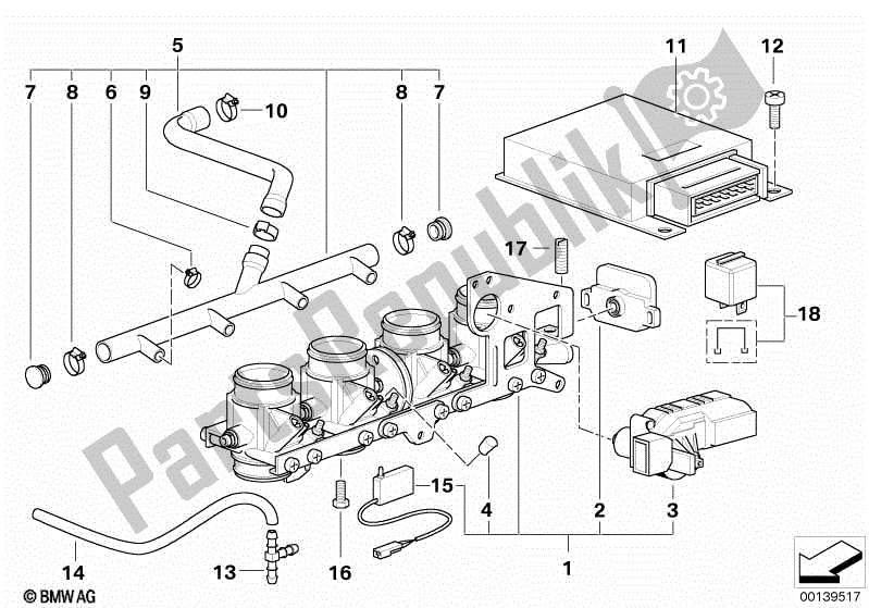 Todas las partes para Conjunto De Caja De Mariposa / Unidad De Control de BMW K 1200 GT 41 2002 - 2004