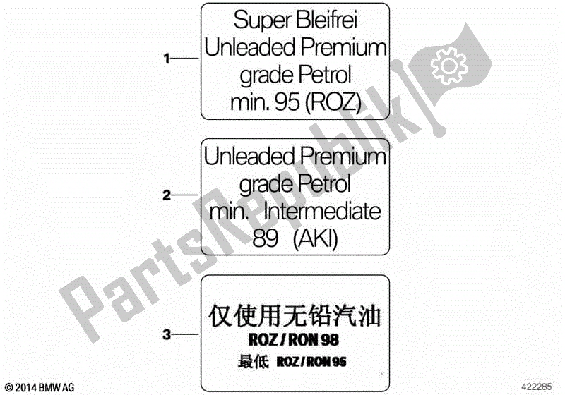 Todas las partes para Etiqueta De Aviso Para Combustible de BMW K 1200 GT 44 2006 - 2008