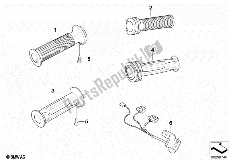 Todas las partes para Empuñadura De Manillar, Calefactable de BMW K 1200 LT  89V3 1998 - 2004