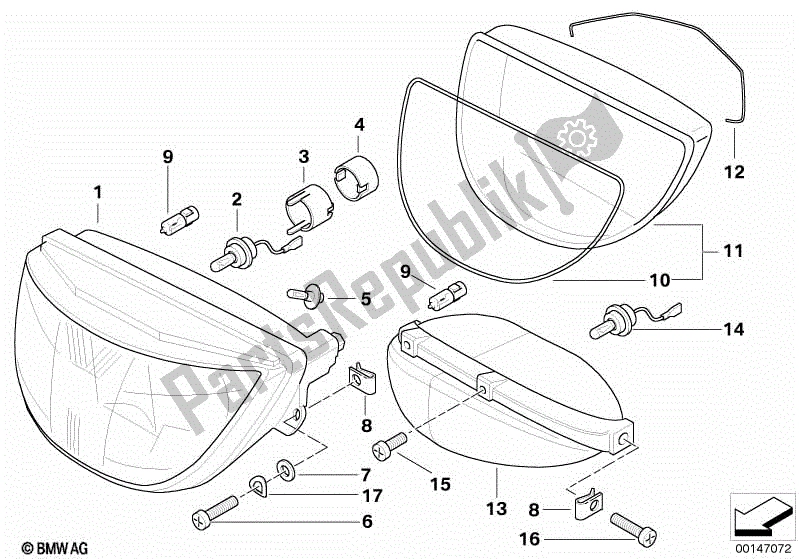 Todas las partes para Faro de BMW K 1200 LT  89V3 1998 - 2004